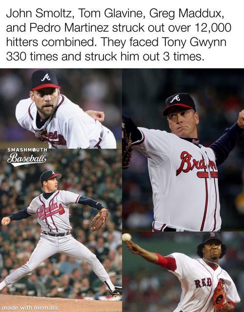 Holy crap, that stat against Greg Maddux alone is insane. And why didn’t they include a picture of Tony Gwynn in this?? 😅     #MLB #MLBNews #MLBMemes #Baseball #BaseballSeason #Sports #BaseballLife #XZEmpire #XZSports